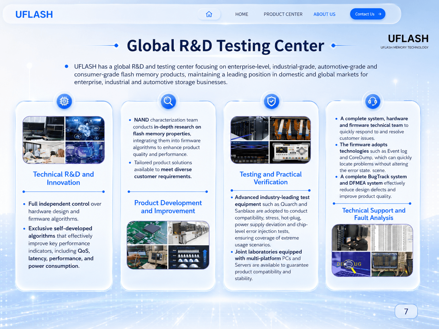 UFLASH global R&D testing center capabilities